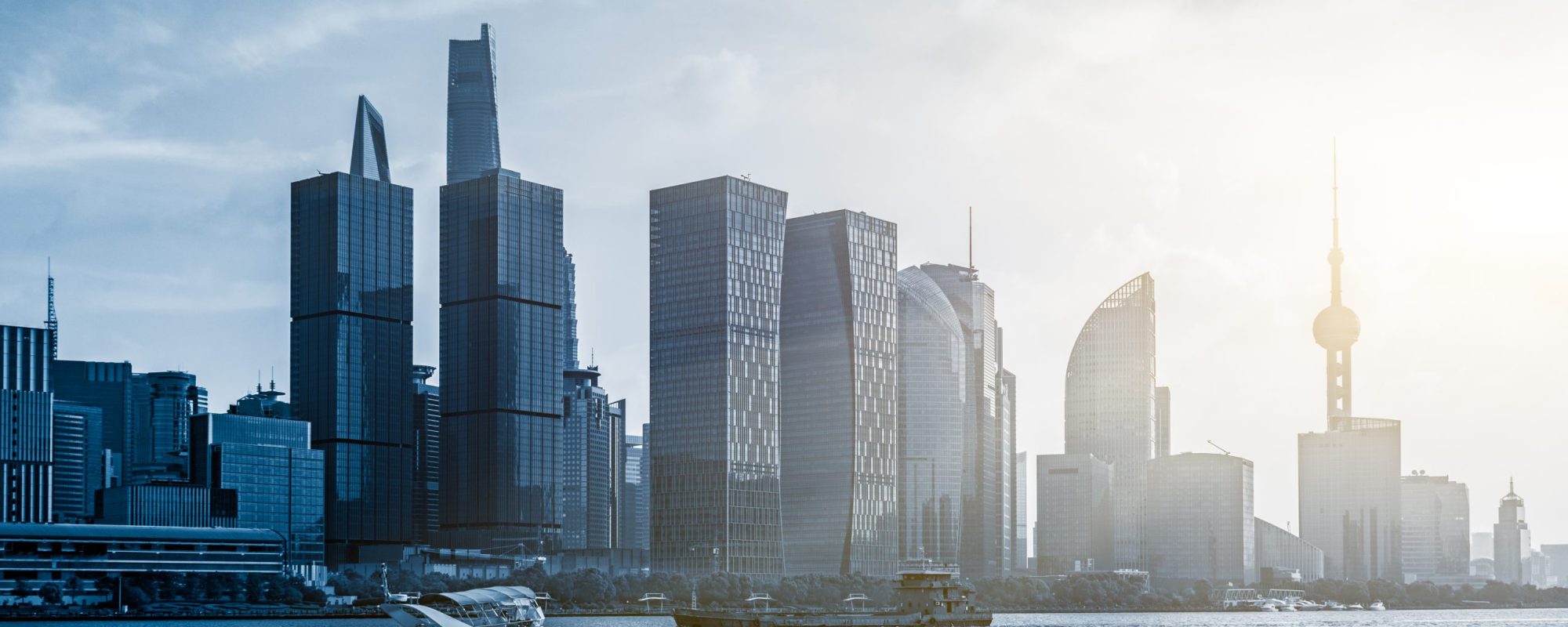 Downtown City skyline along the River in China.