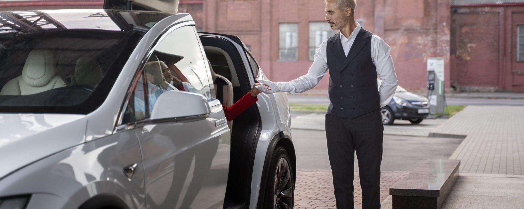 front-view-valet-parking-woman-s-car